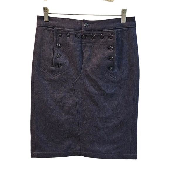 Abercrombie & Fitch Dresses & Skirts - Abercrombie & Fitch Women's SZ 4 navy Button Front Wool Blend Mid Skirt VINTAGE.